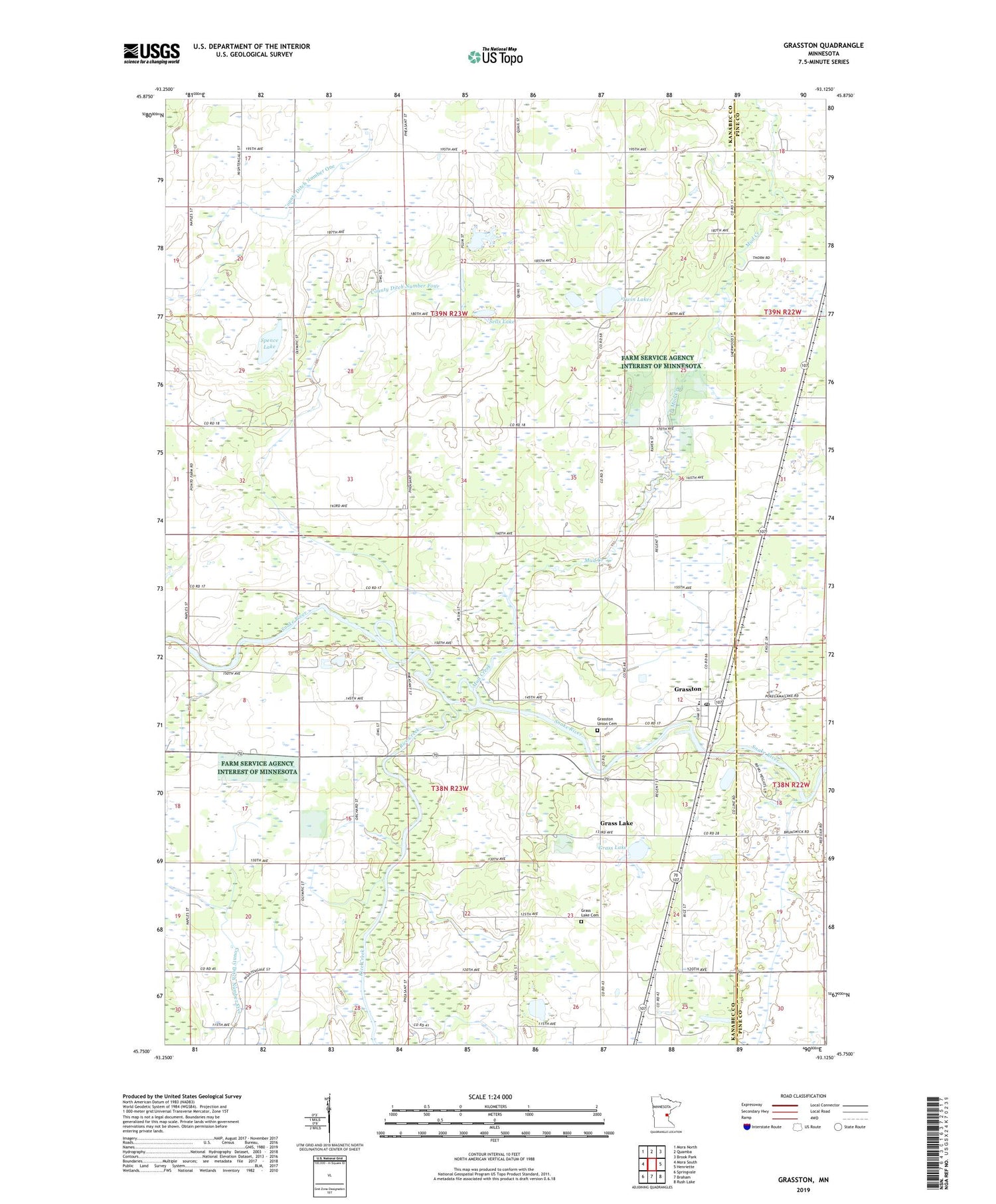 Grasston Minnesota US Topo Map Image