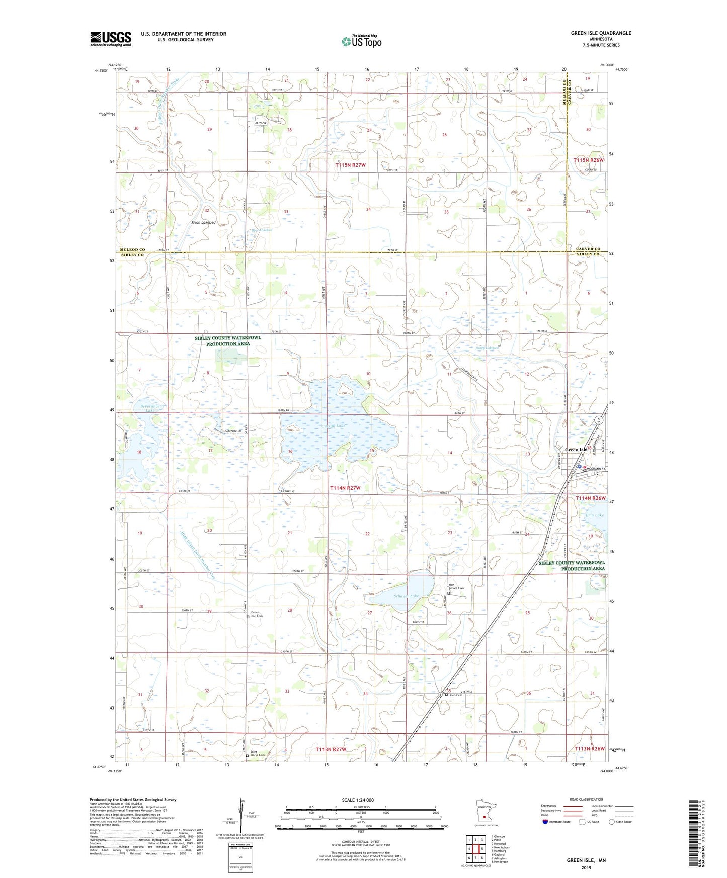 Green Isle Minnesota US Topo Map Image