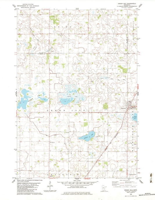 Classic USGS Green Isle Minnesota 7.5'x7.5' Topo Map Image