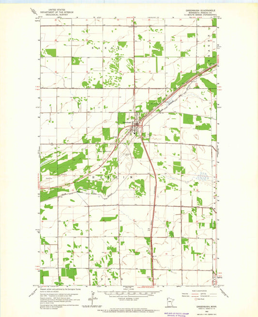 Classic USGS Greenbush Minnesota 7.5'x7.5' Topo Map Image