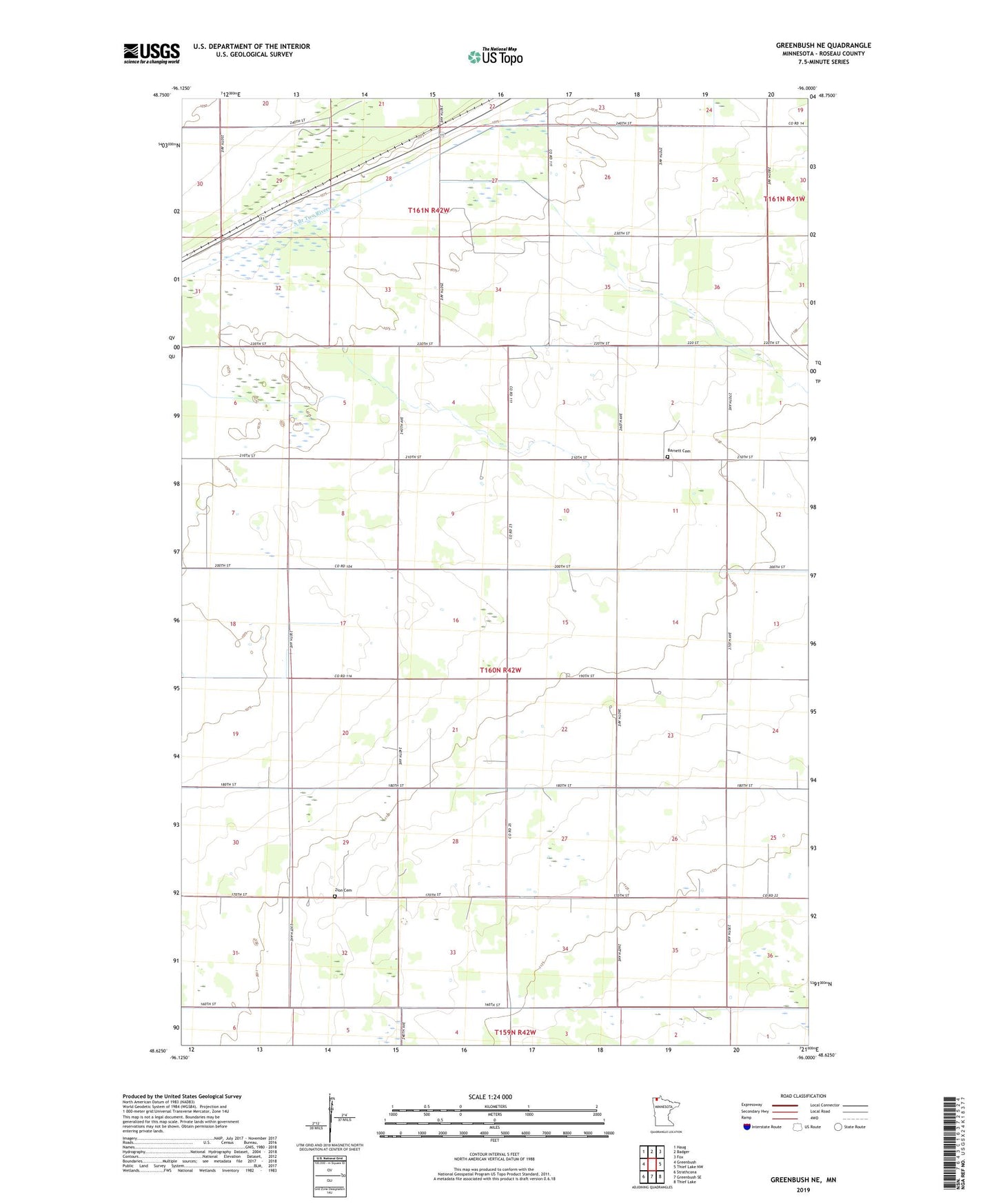 Greenbush NE Minnesota US Topo Map Image