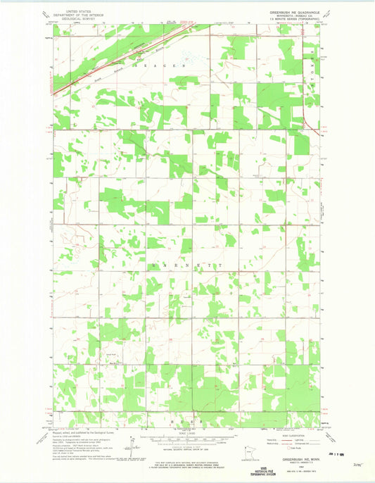 Classic USGS Greenbush NE Minnesota 7.5'x7.5' Topo Map Image