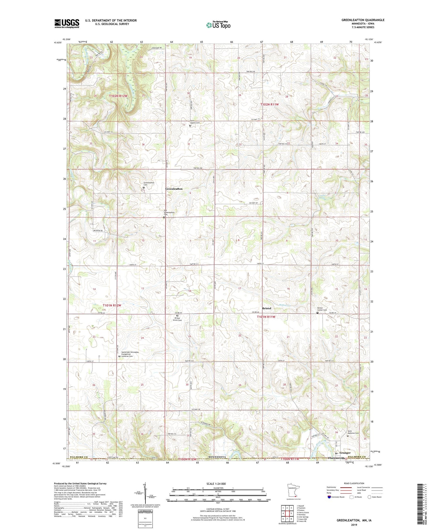 Greenleafton Minnesota US Topo Map Image