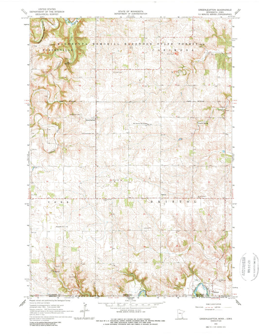 Classic USGS Greenleafton Minnesota 7.5'x7.5' Topo Map Image