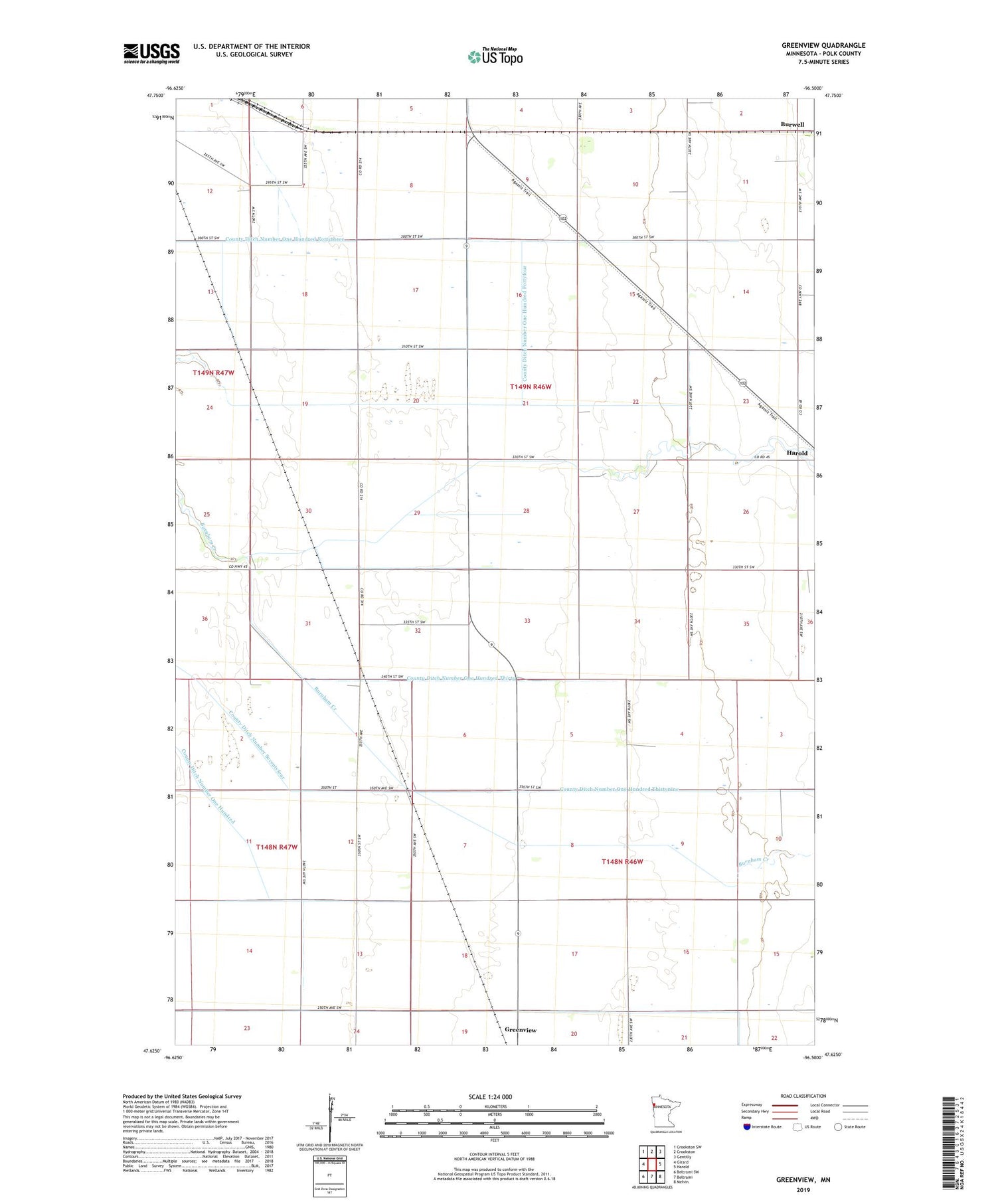 Greenview Minnesota US Topo Map Image