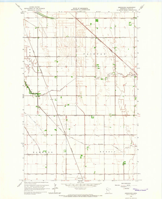 Classic USGS Greenview Minnesota 7.5'x7.5' Topo Map Image