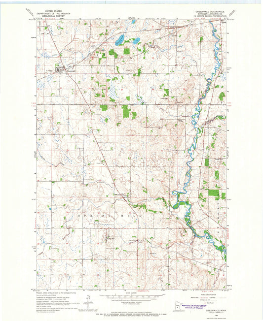Classic USGS Greenwald Minnesota 7.5'x7.5' Topo Map Image