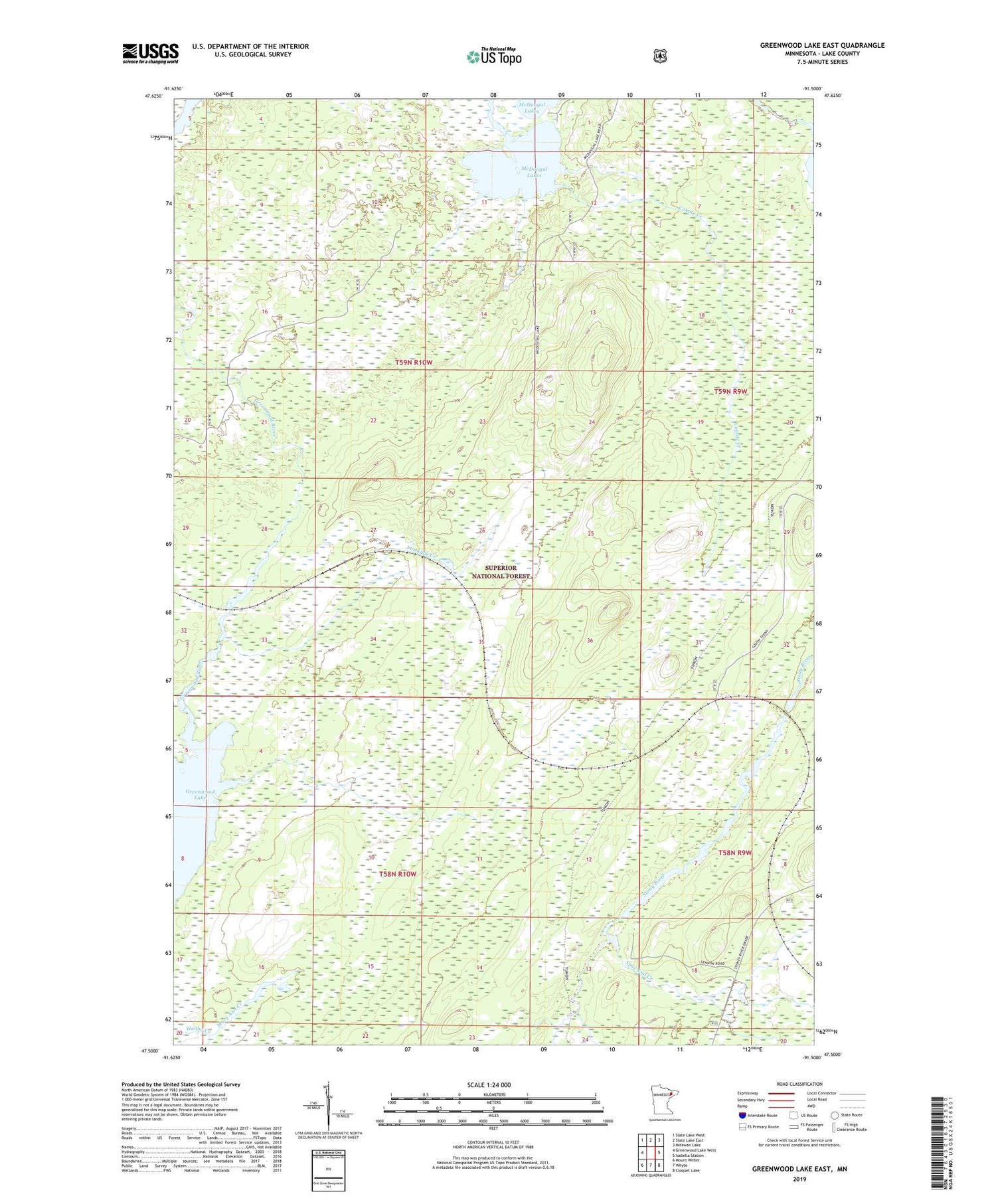 Greenwood Lake East Minnesota US Topo Map Image