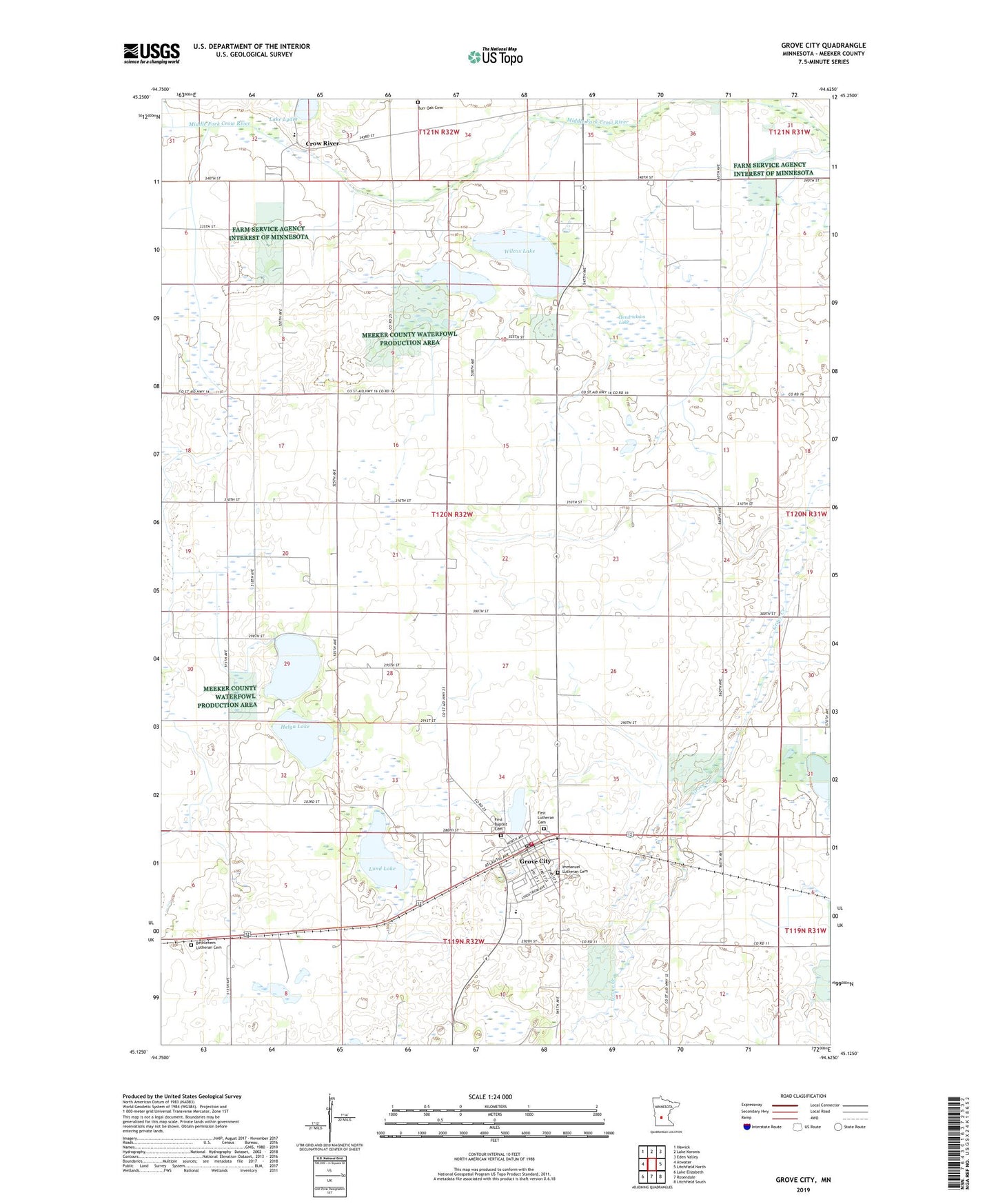Grove City Minnesota US Topo Map Image