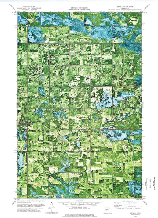 Classic USGS Grygla Minnesota 7.5'x7.5' Topo Map Image