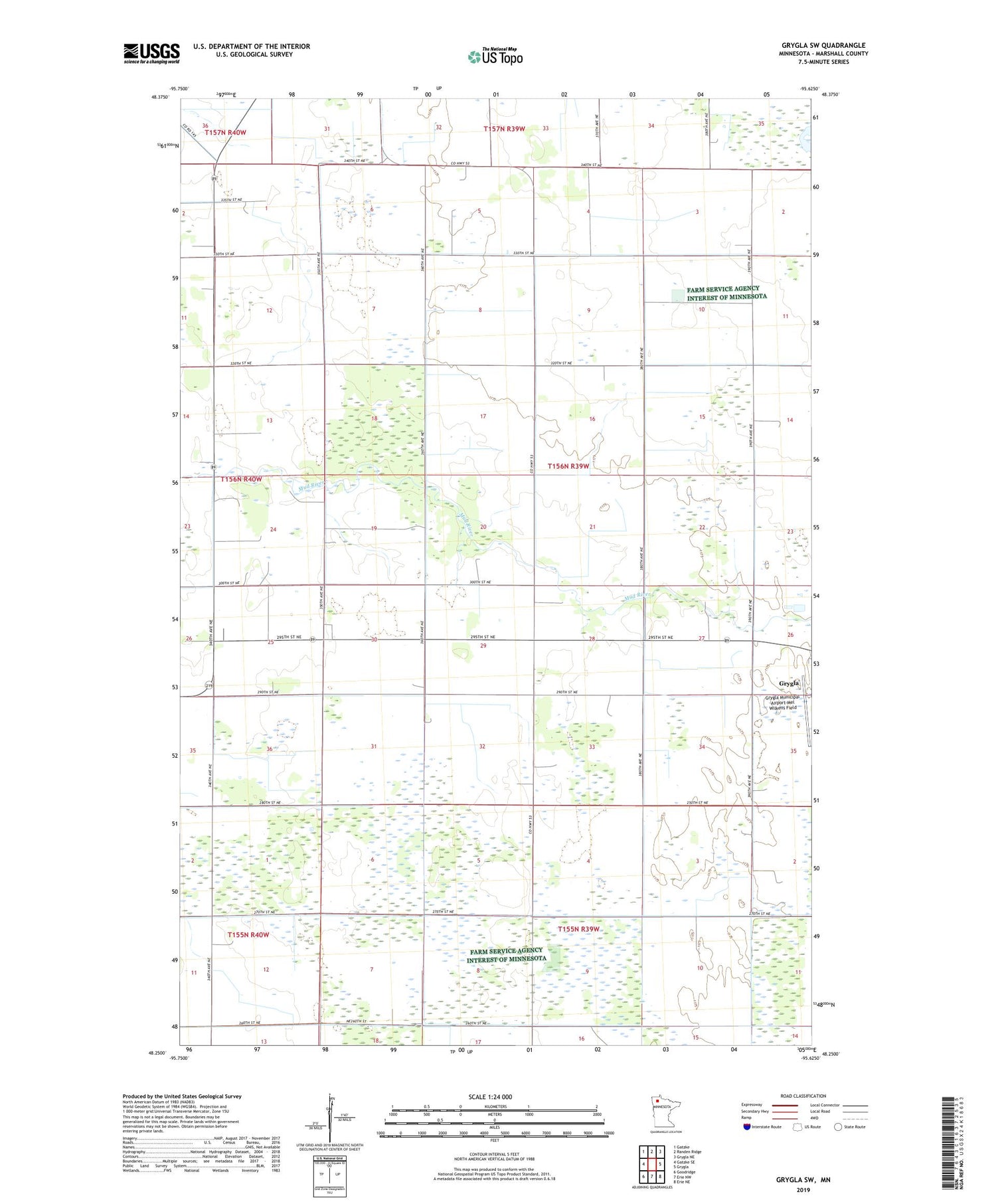Grygla SW Minnesota US Topo Map Image