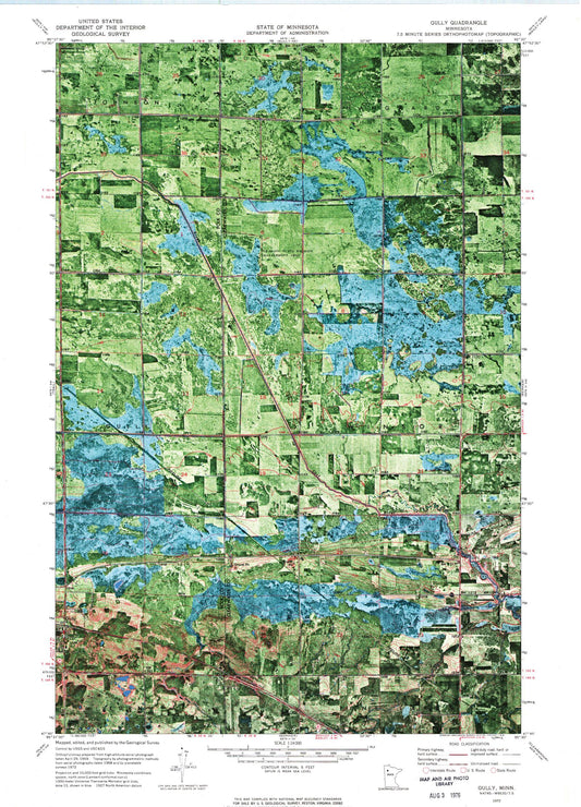 Classic USGS Gully Minnesota 7.5'x7.5' Topo Map Image