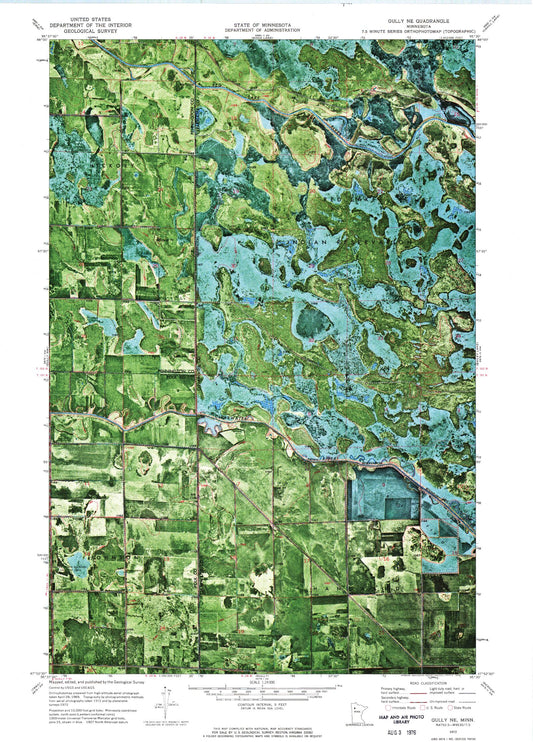 Classic USGS Gully NE Minnesota 7.5'x7.5' Topo Map Image