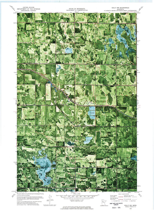 Classic USGS Gully NW Minnesota 7.5'x7.5' Topo Map Image