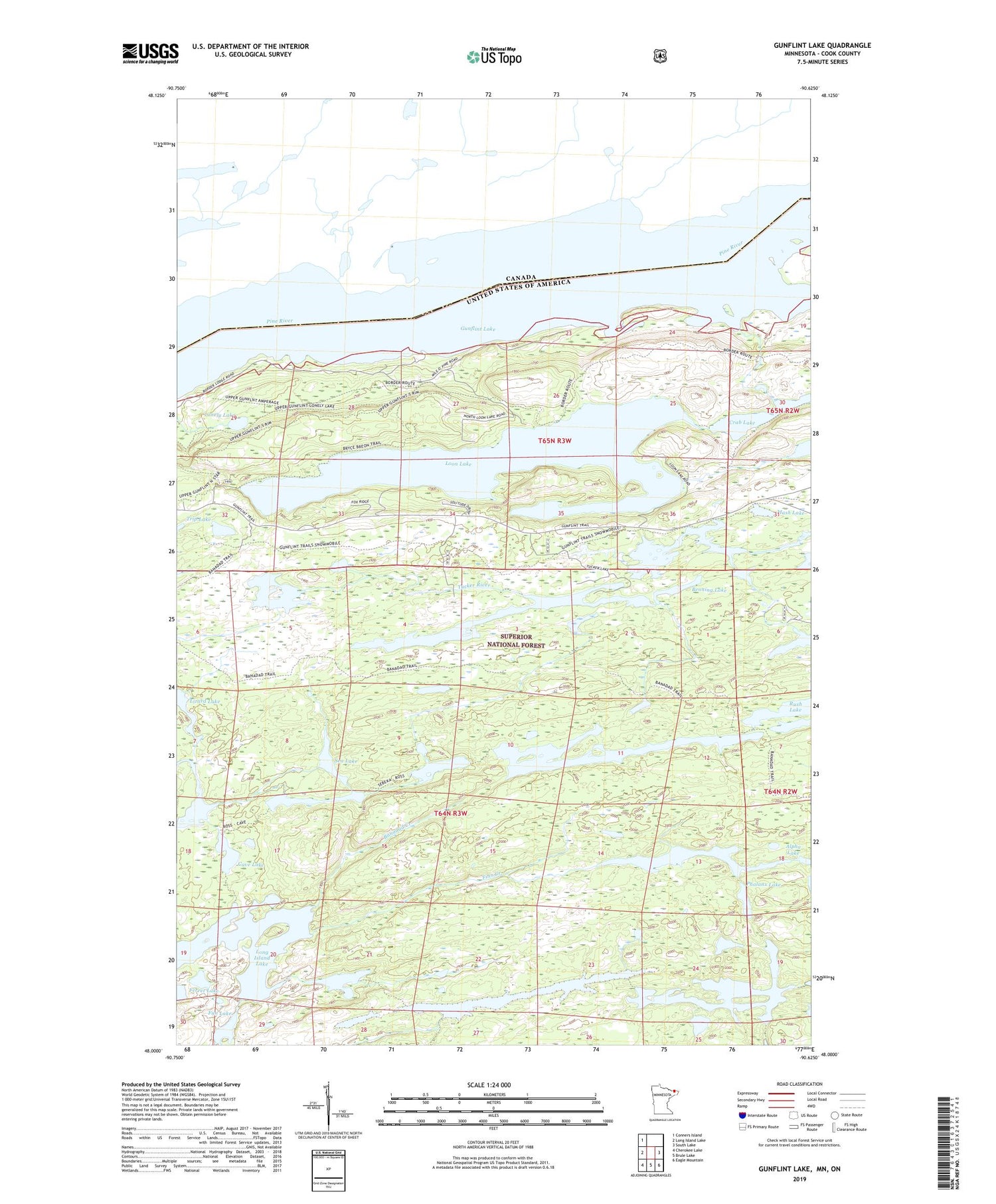 Gunflint Lake Minnesota US Topo Map Image