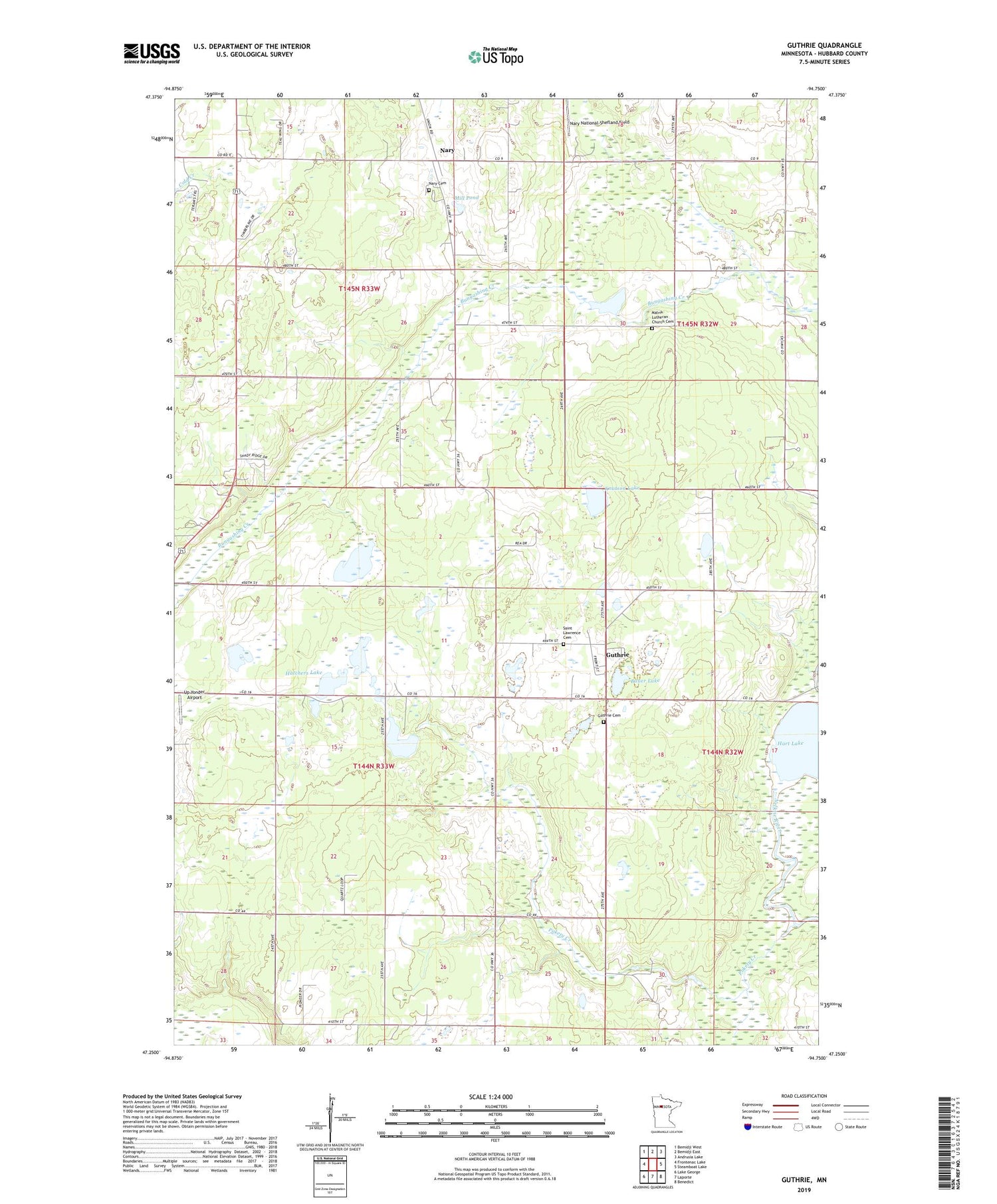 Guthrie Minnesota US Topo Map Image