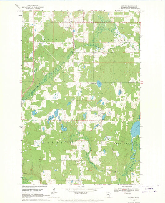 Classic USGS Guthrie Minnesota 7.5'x7.5' Topo Map Image
