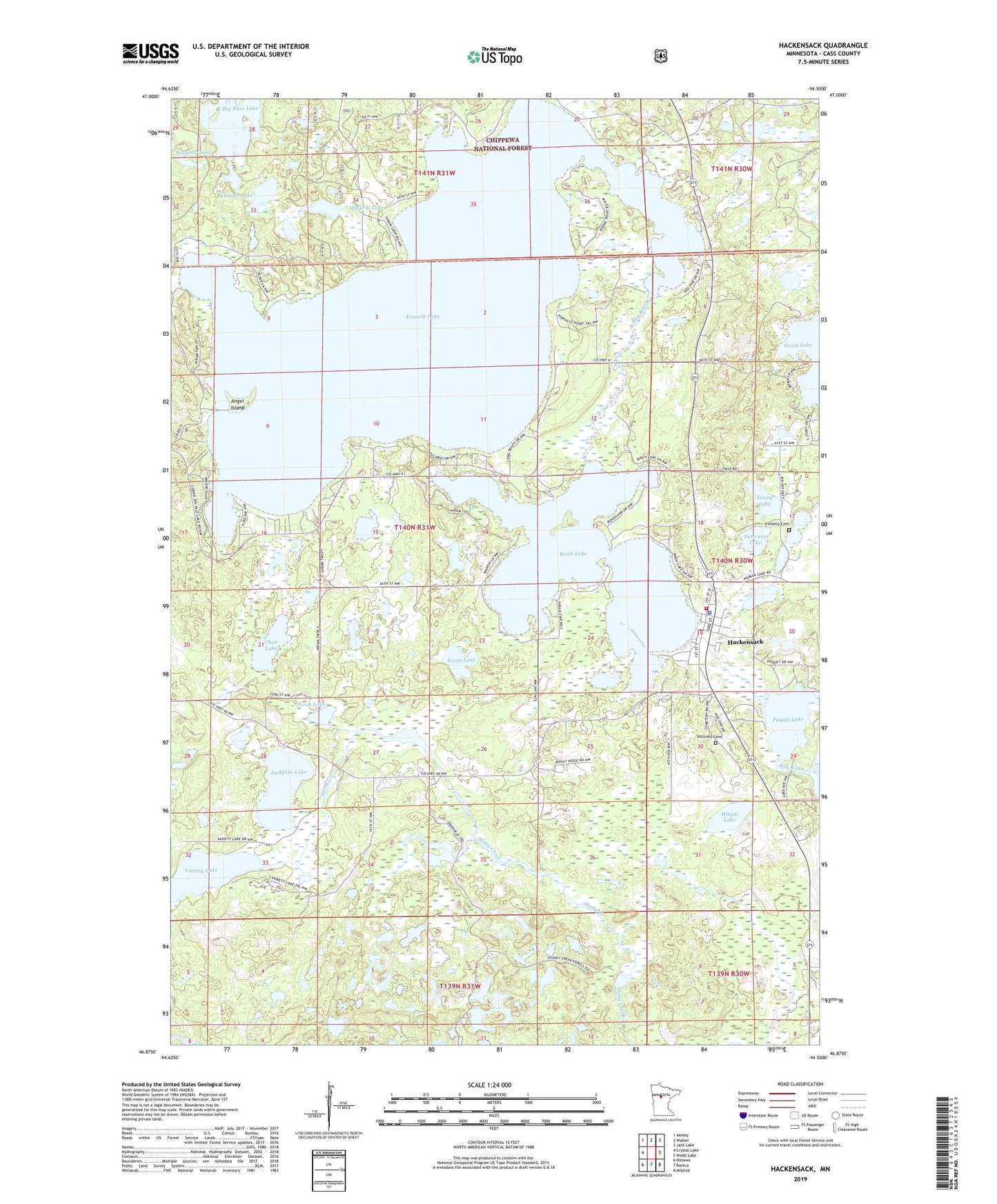 Hackensack Minnesota US Topo Map Image