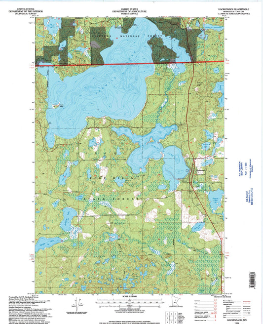 Classic USGS Hackensack Minnesota 7.5'x7.5' Topo Map Image