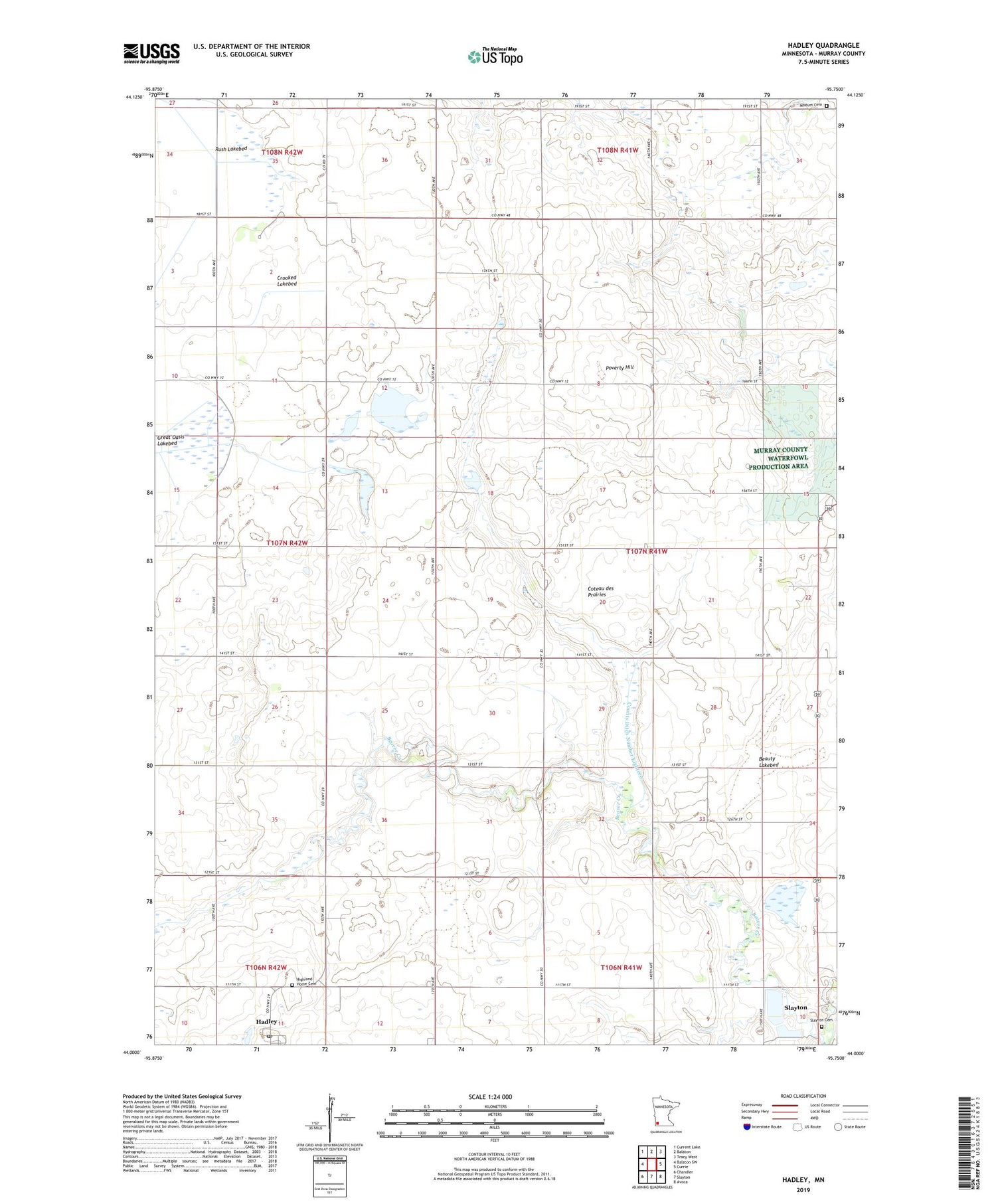 Hadley Minnesota US Topo Map Image