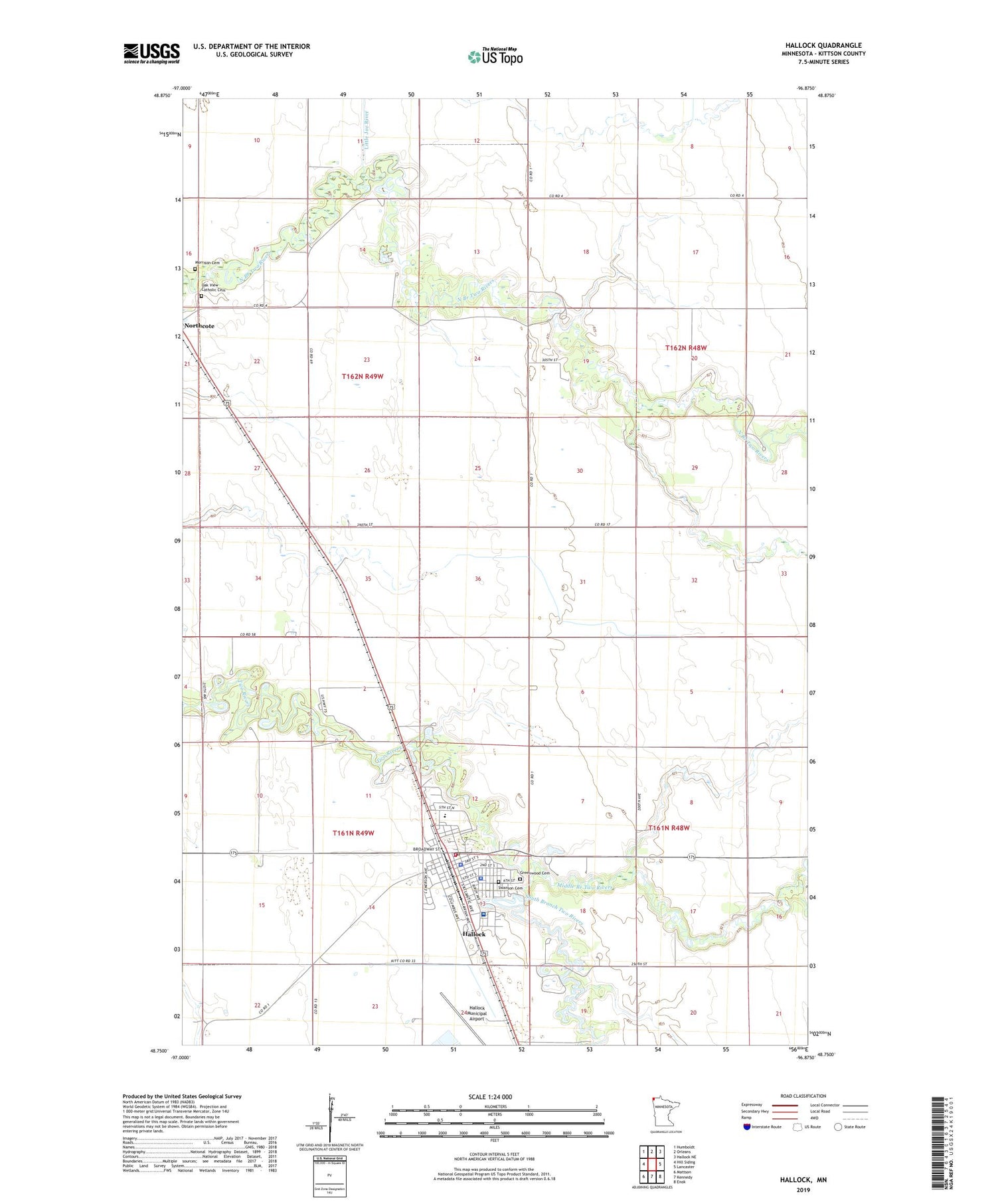 Hallock Minnesota US Topo Map Image