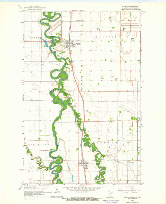 Classic USGS Halstad Minnesota 7.5'x7.5' Topo Map Image