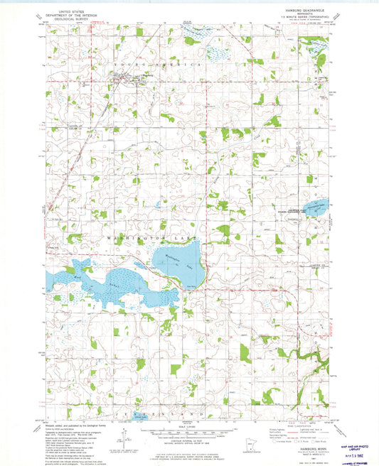 Classic USGS Hamburg Minnesota 7.5'x7.5' Topo Map Image