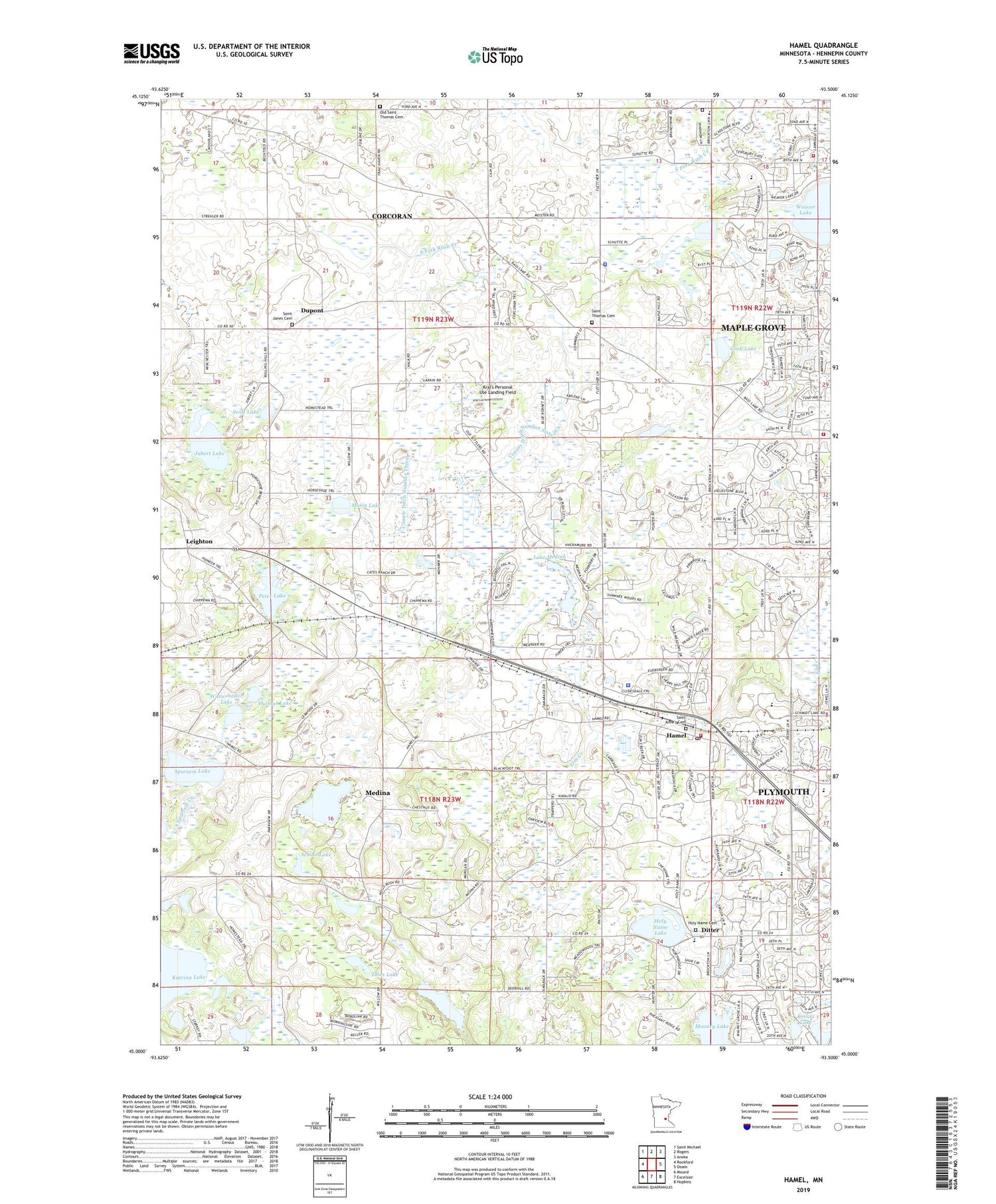 Hamel Minnesota US Topo Map Image