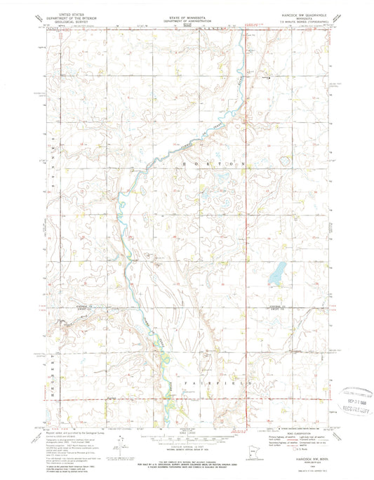 Classic USGS Hancock NW Minnesota 7.5'x7.5' Topo Map Image