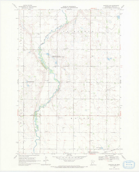 Classic USGS Hancock SW Minnesota 7.5'x7.5' Topo Map Image