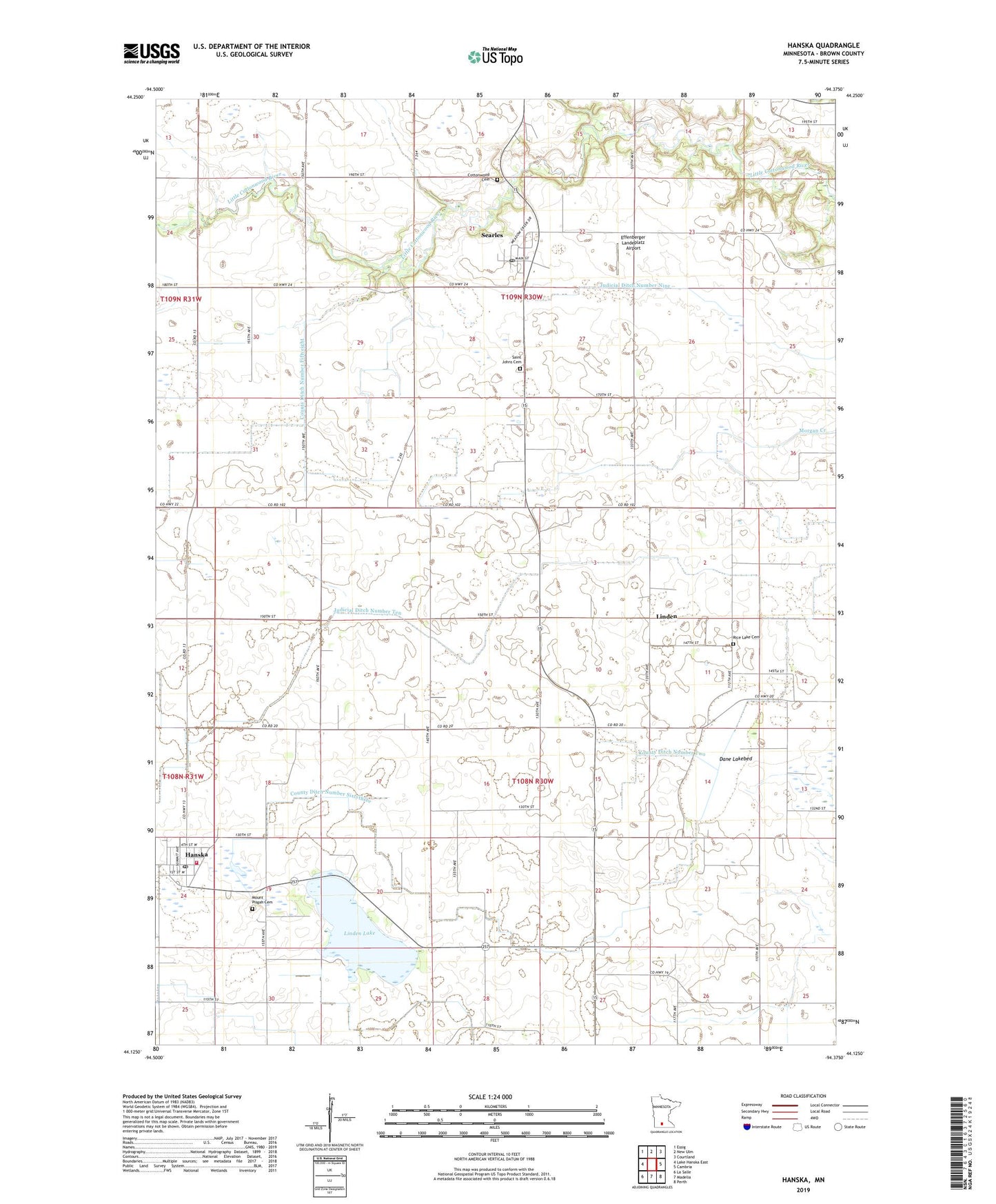 Hanska Minnesota US Topo Map Image