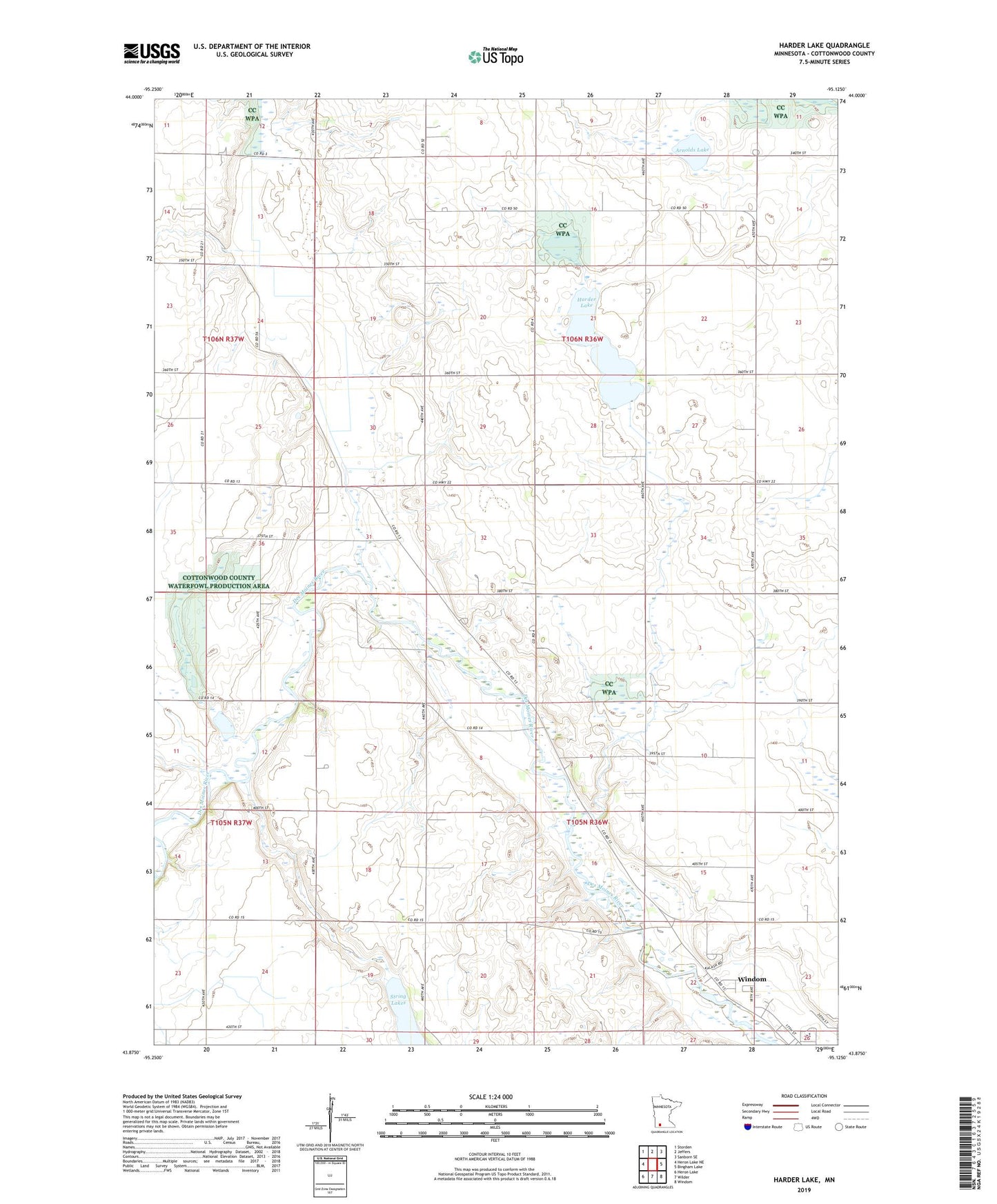 Harder Lake Minnesota US Topo Map Image