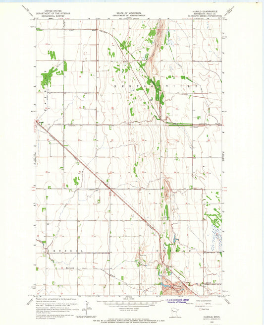 Classic USGS Harold Minnesota 7.5'x7.5' Topo Map Image