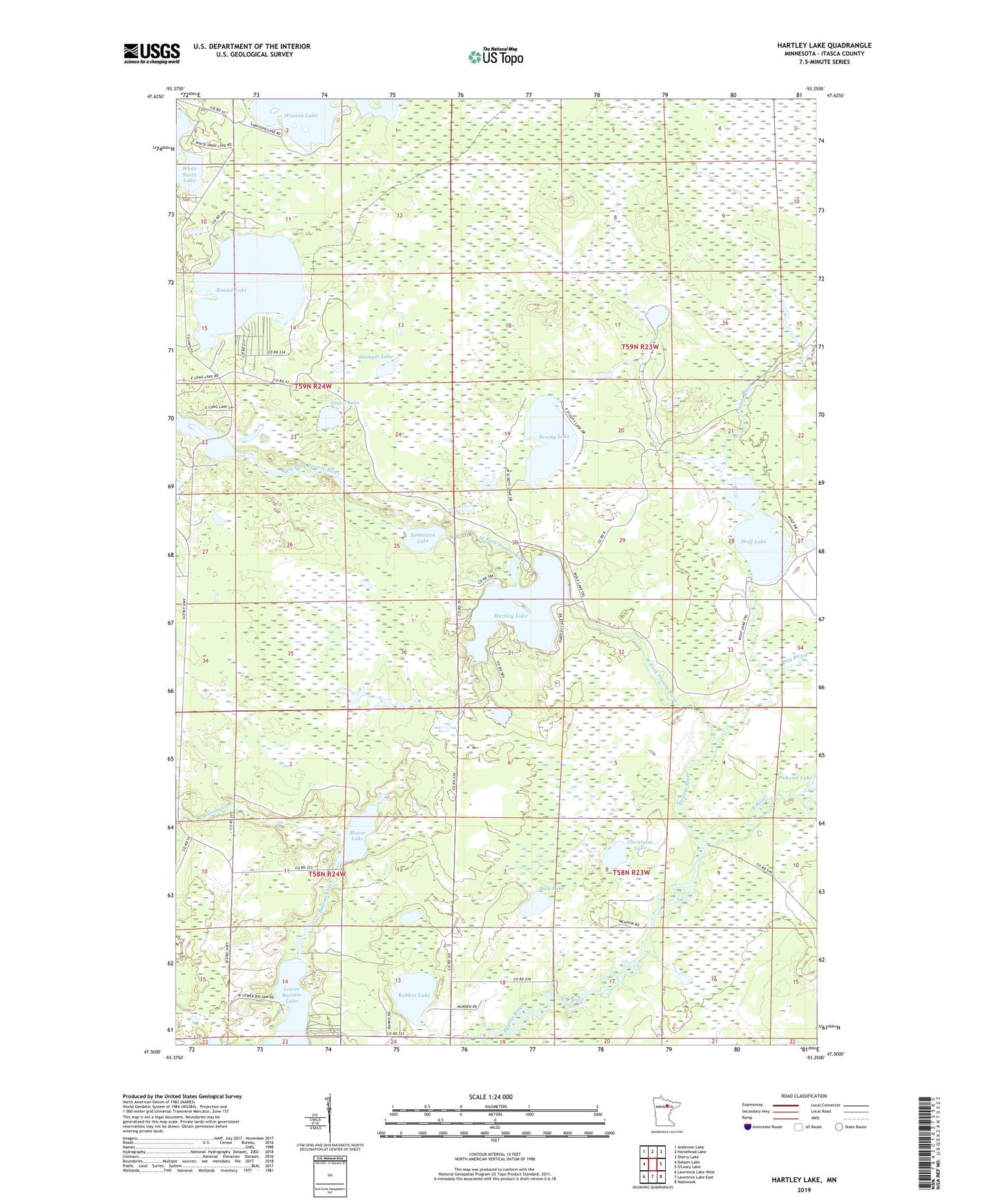 Hartley Lake Minnesota US Topo Map Image