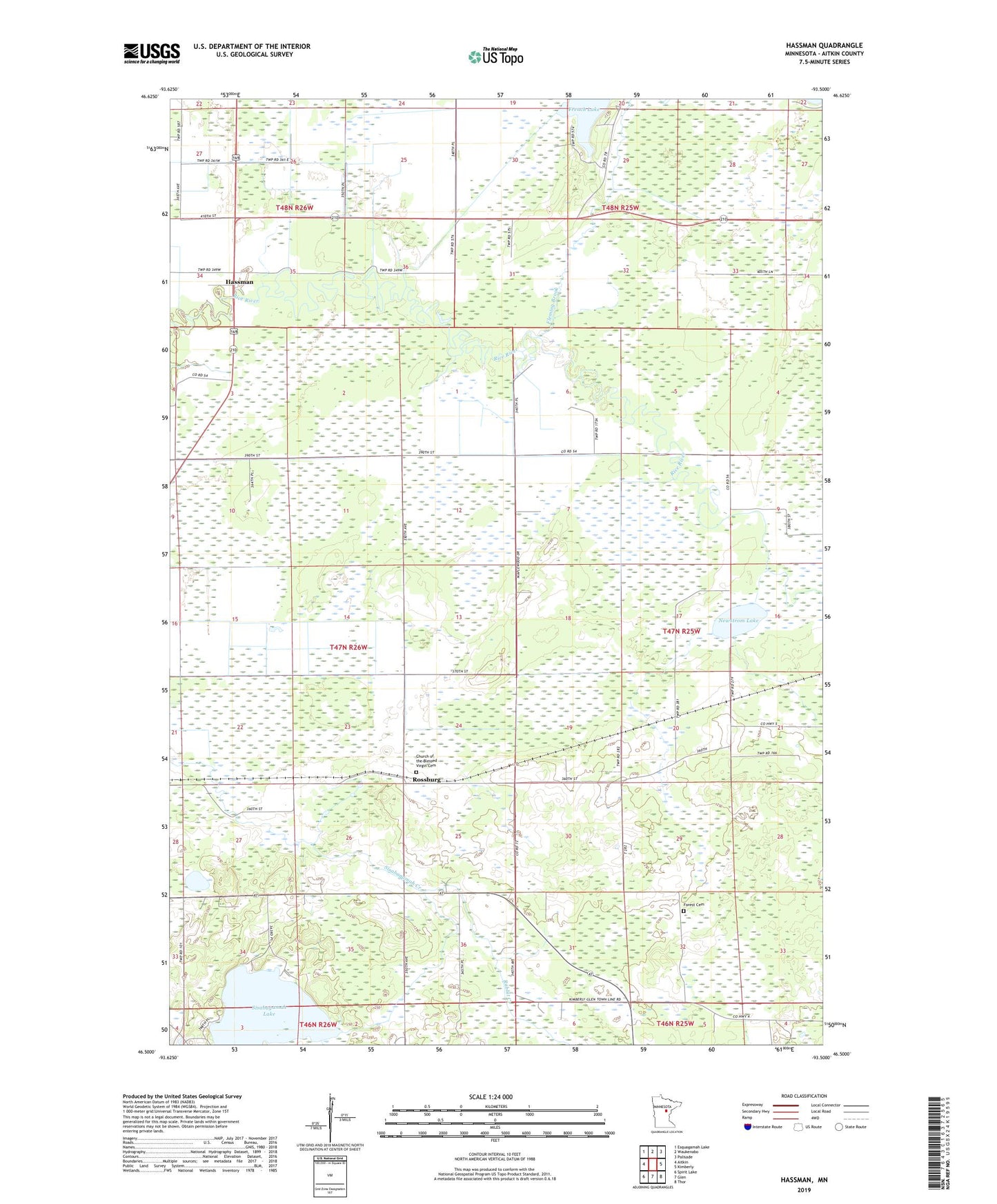 Hassman Minnesota US Topo Map Image