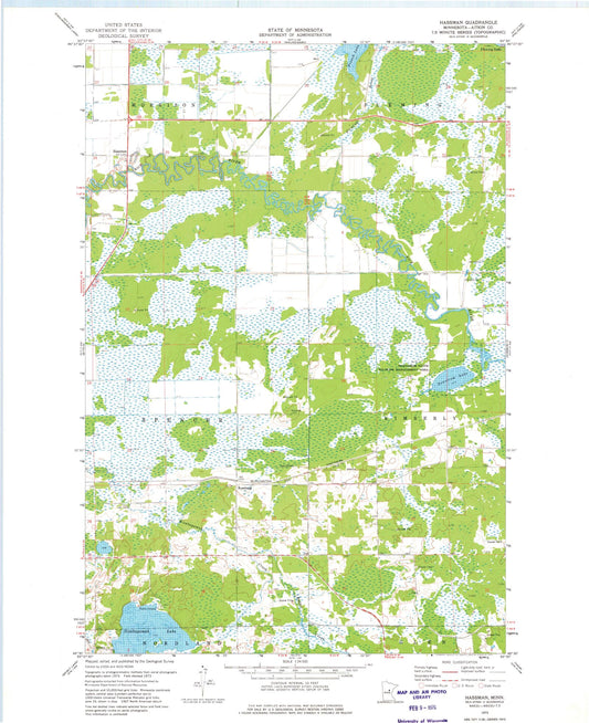 Classic USGS Hassman Minnesota 7.5'x7.5' Topo Map Image