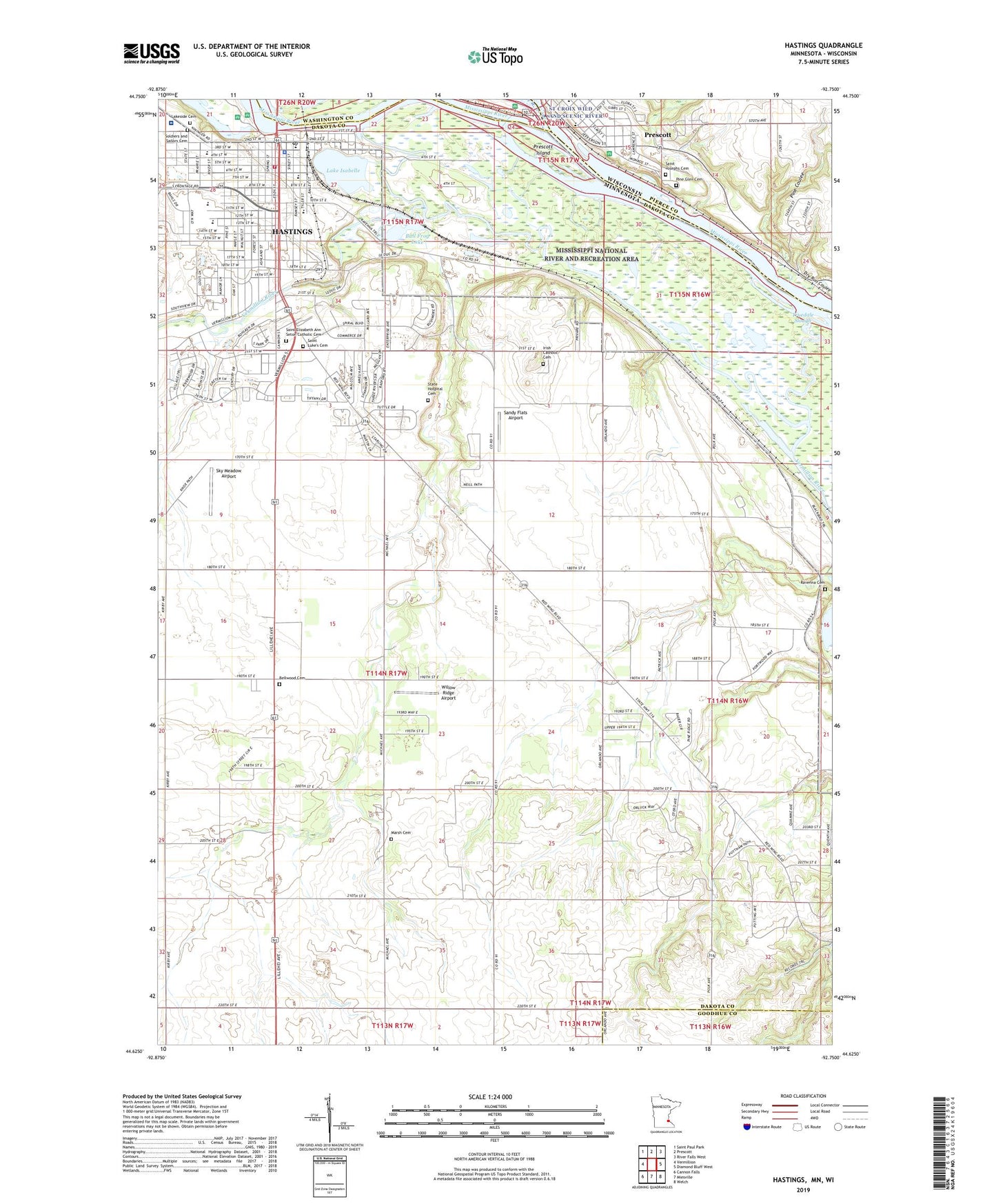 Hastings Minnesota US Topo Map Image