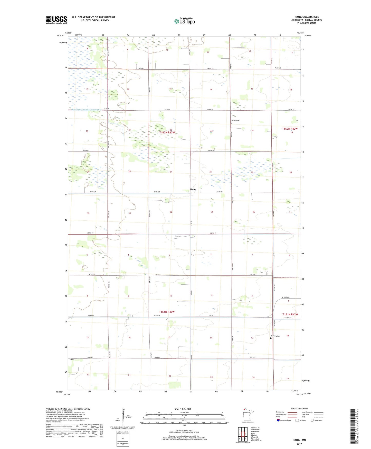 Haug Minnesota US Topo Map Image