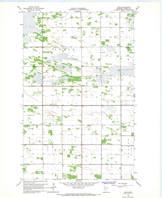 Classic USGS Haug Minnesota 7.5'x7.5' Topo Map Image