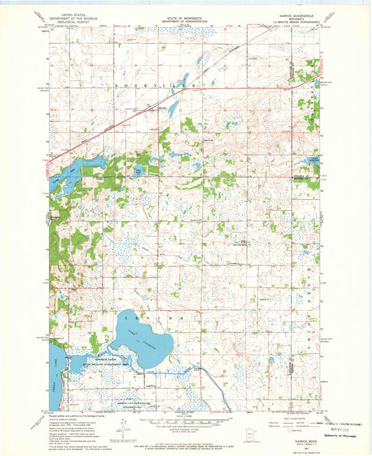 Classic USGS Hawick Minnesota 7.5'x7.5' Topo Map Image