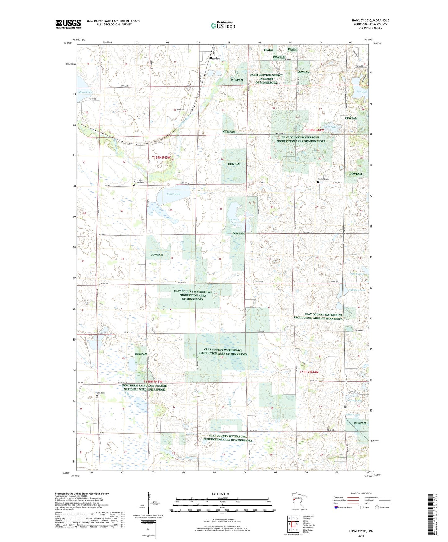 Hawley SE Minnesota US Topo Map Image