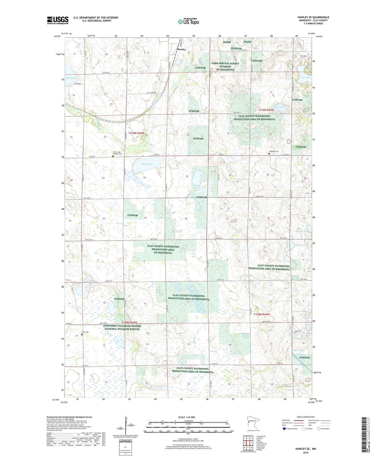 Hawley SE Minnesota US Topo Map Image