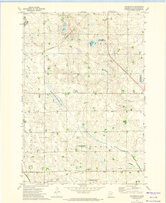 Classic USGS Haydenville Minnesota 7.5'x7.5' Topo Map Image