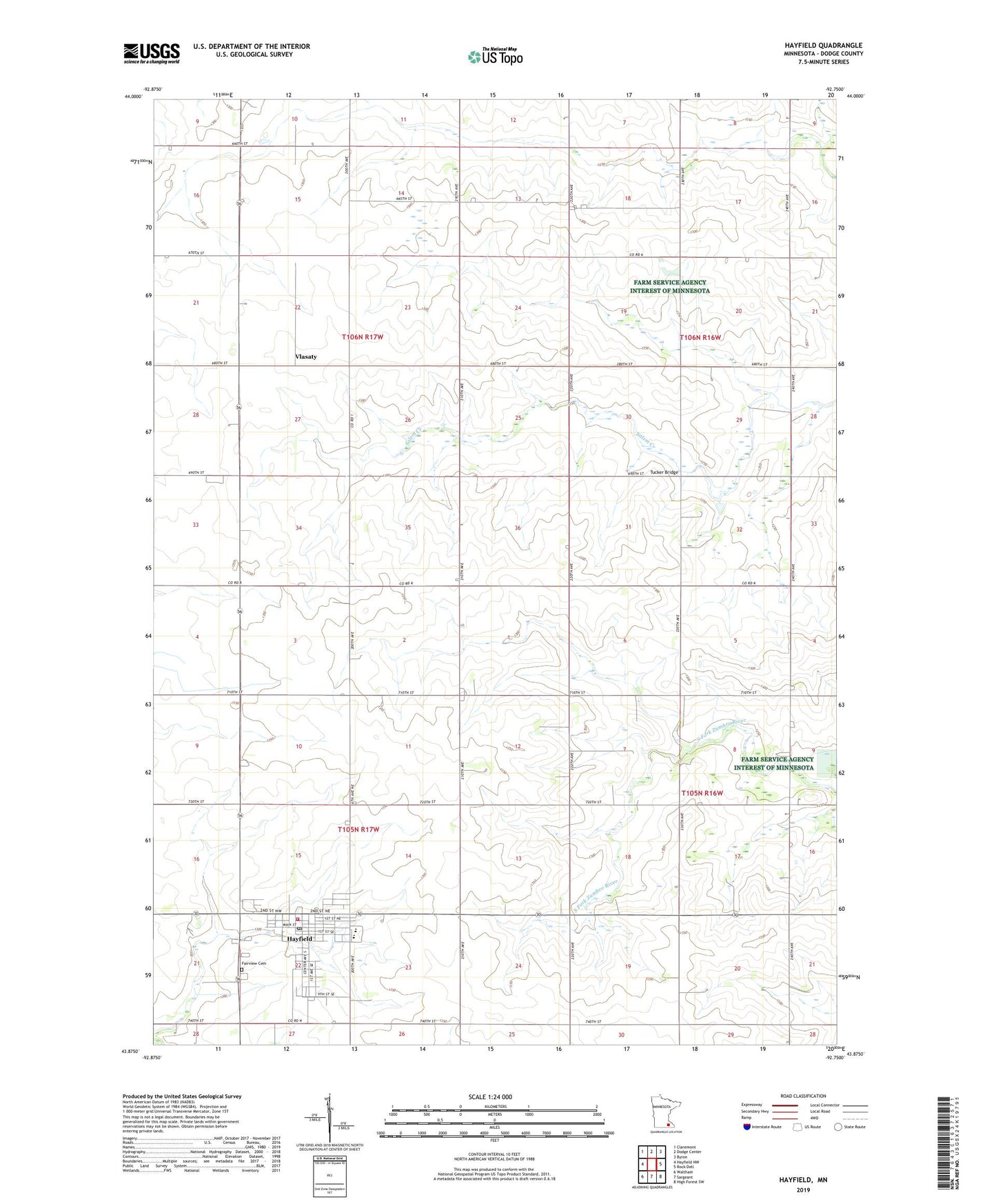 Hayfield Minnesota US Topo Map Image
