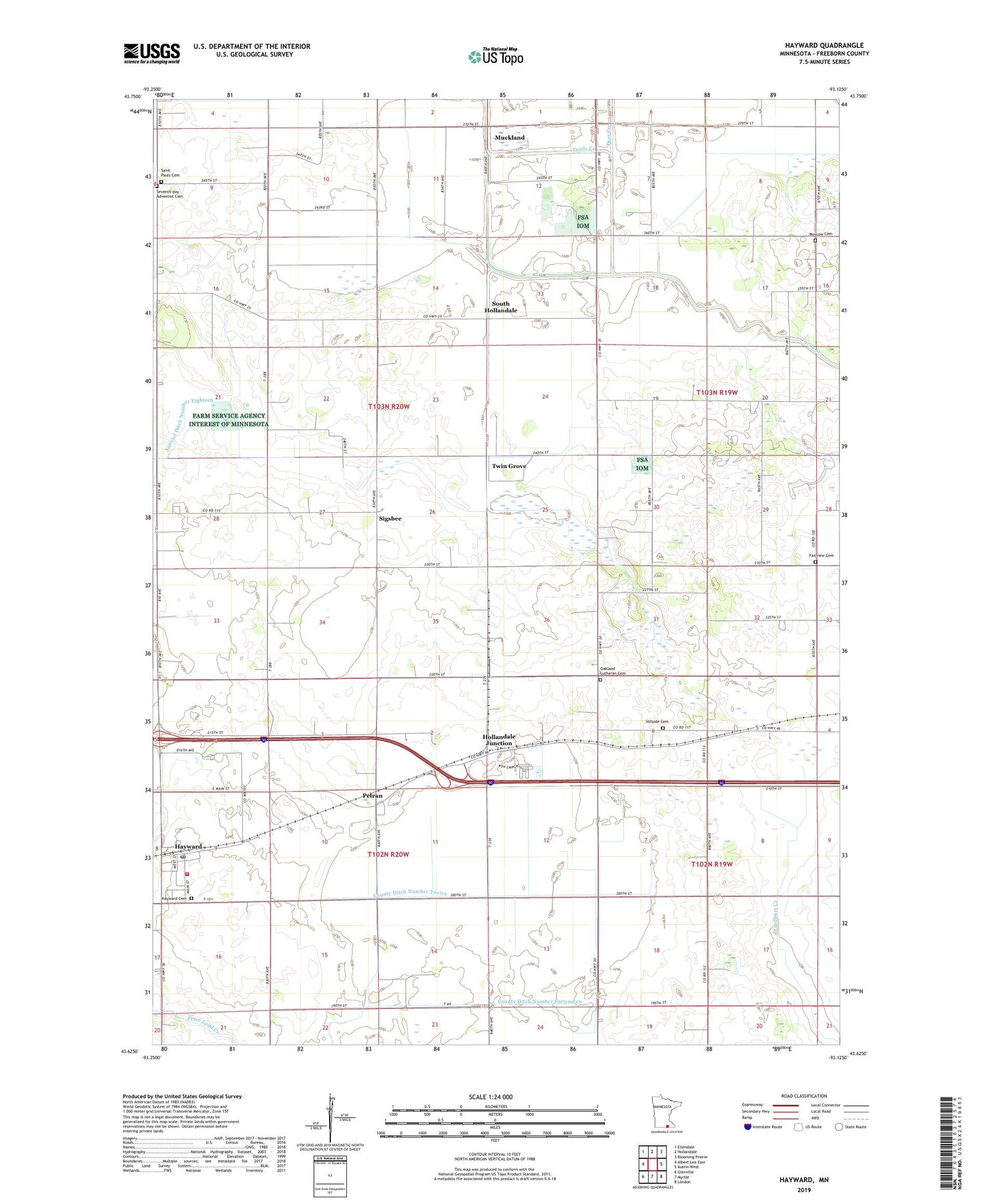 Hayward Minnesota US Topo Map Image