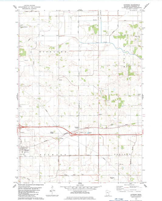 Classic USGS Hayward Minnesota 7.5'x7.5' Topo Map Image