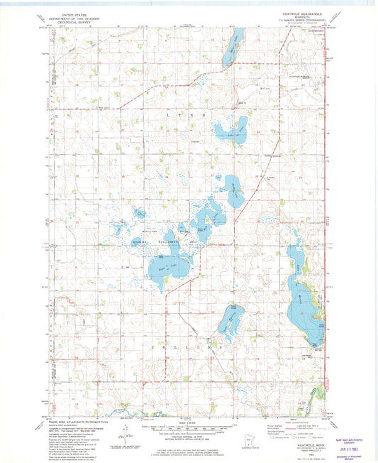 Classic USGS Heatwole Minnesota 7.5'x7.5' Topo Map Image