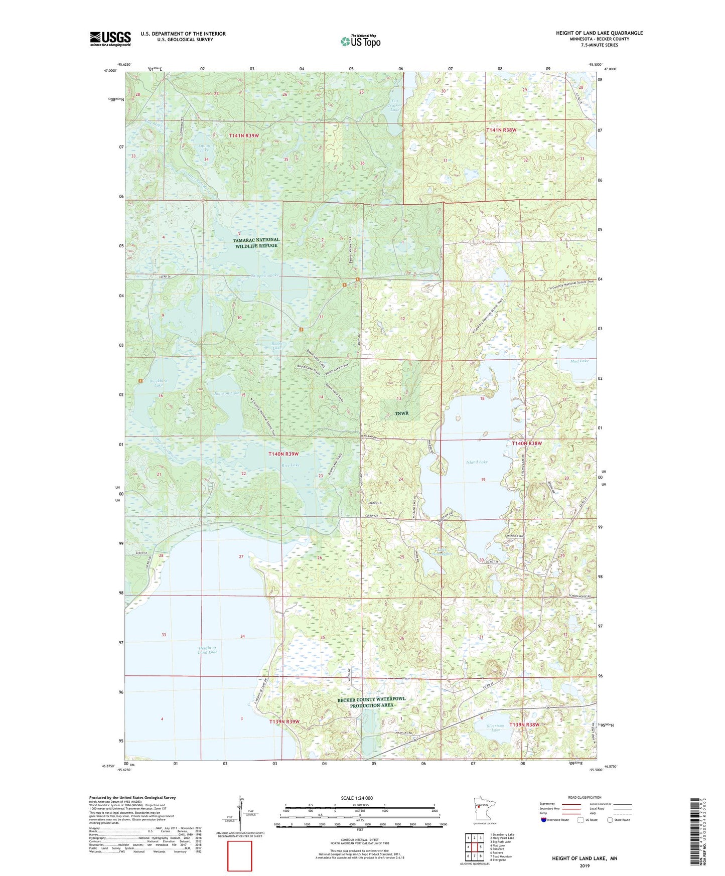 Height of Land Lake Minnesota US Topo Map Image