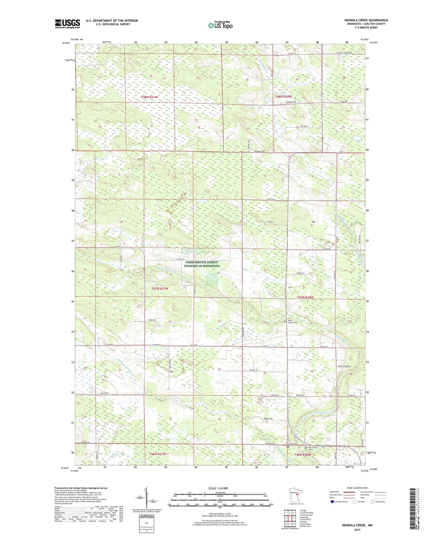 Heikkila Creek Minnesota US Topo Map Image