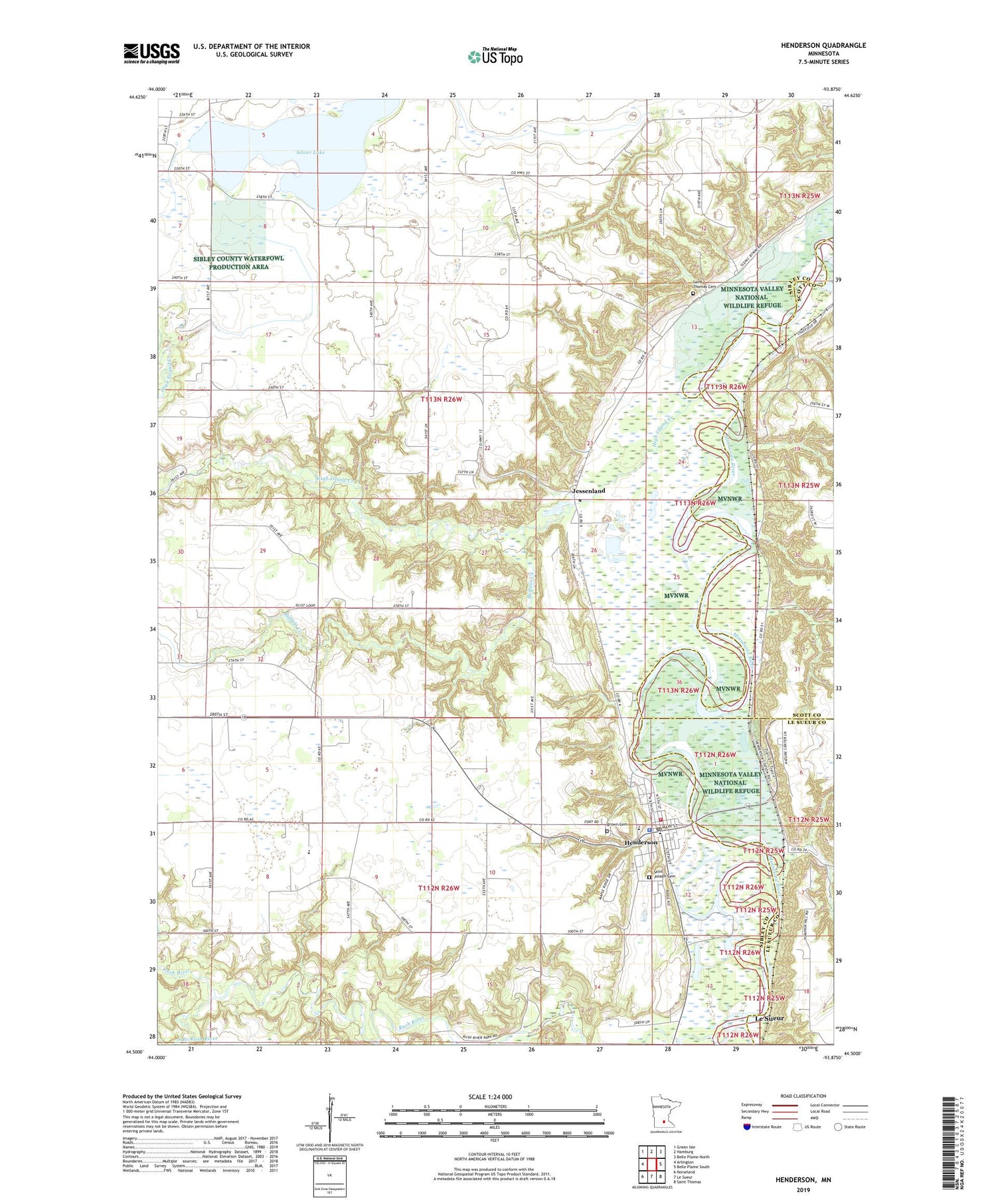 Henderson Minnesota US Topo Map Image